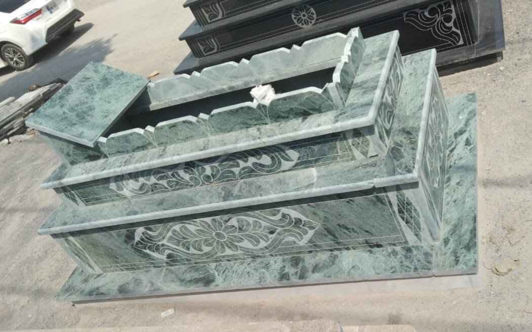 Afghan Green double step marble grave design