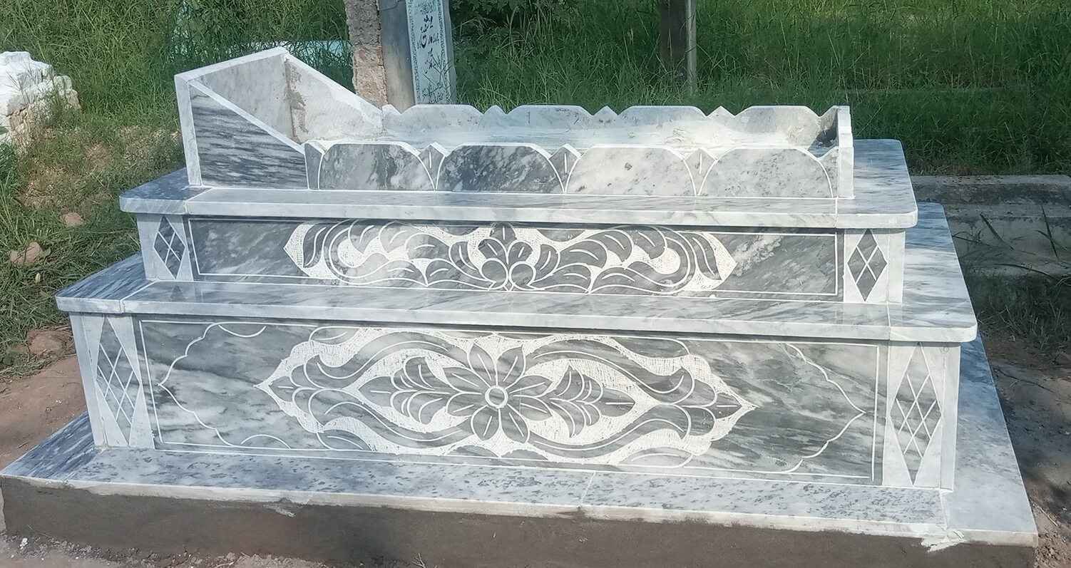 Sunny Grey Double Step Marble Grave 6.5 x 3.5