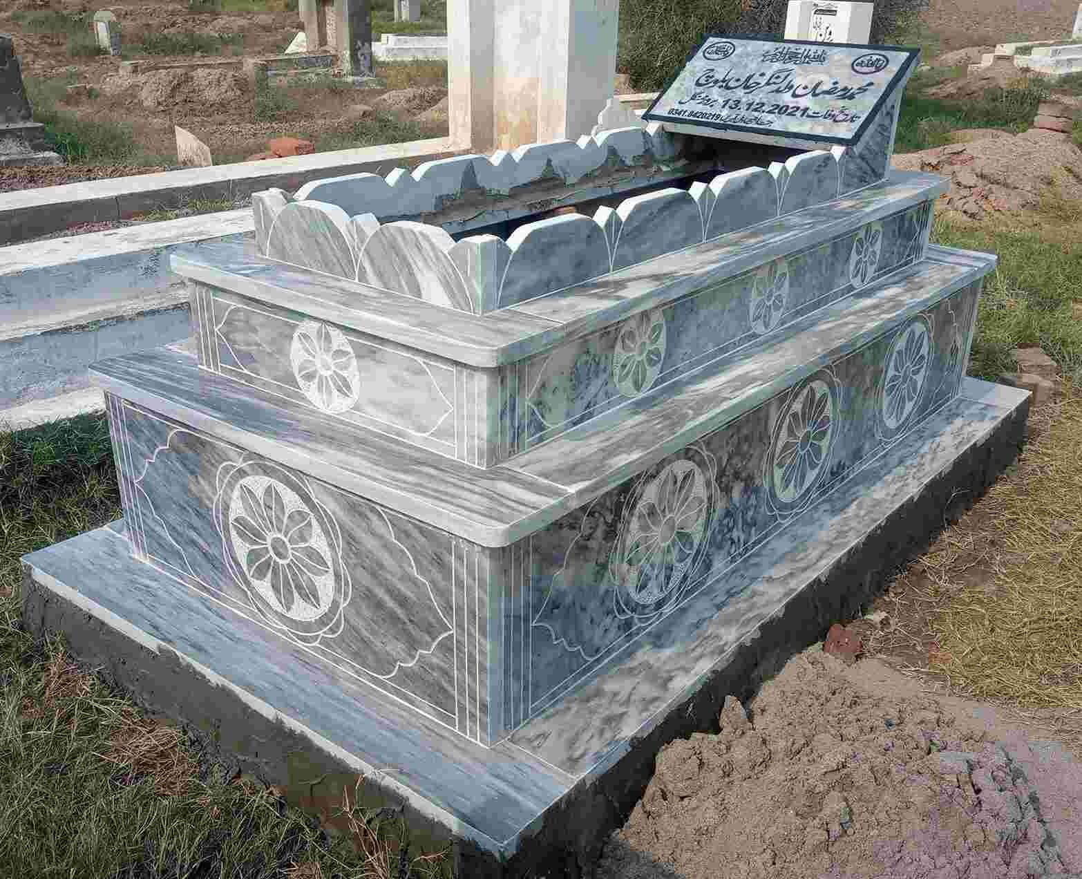 Sunny Grey Double Step Marble Grave 6.5 x 3.5 - Image 5