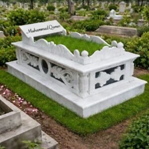 Contrast Grave Design in Black Granite & Rehman White Marble 7 x 4