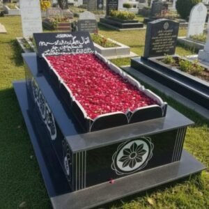 Black Granite Single Step Grave Design 6.5x3.5