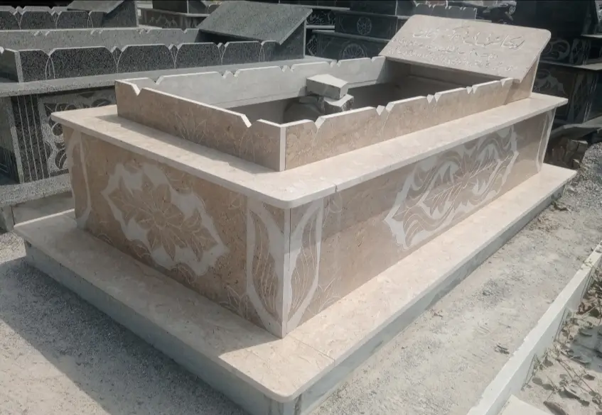 travera marble single step grave design